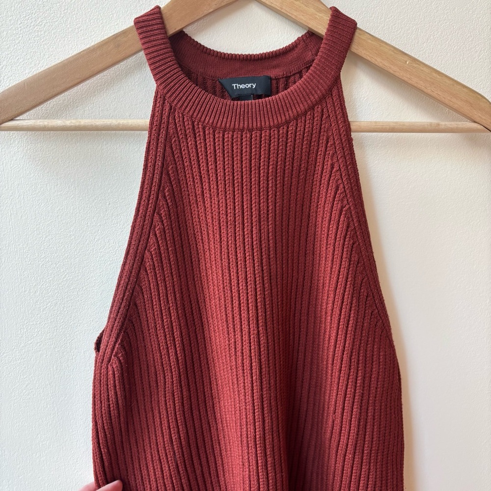Theory Brick Red Ribbed Knit Top - Picture 5 of 7